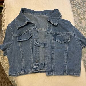 Cropped Denim Jacket in Light Blue